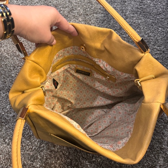 Mustard Yellow‎ Faux Leather Urban Expressions Work Tote Purse Bag - Picture 4 of 7